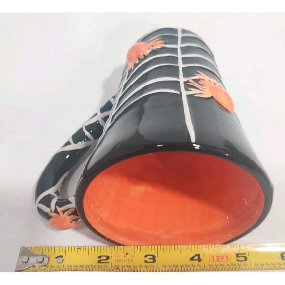 Lillian Vernon Spider Web Halloween Mugs 12 Oz Black And Orange Witch Potion - Picture 10 of 12